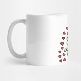 Yellow Labrador Cartoon and Rain of Hearts Mug